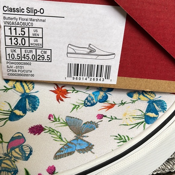 Vans Classic Slip-On Butterfly Floral Marshmallow MENS - Picture 16 of 16